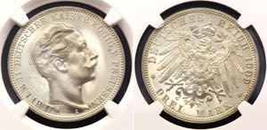 Germany - Empire Prussia 3 Mark 1909 A PROOF ... 