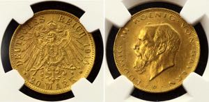 Germany - Empire Bavaria 20 Mark 1914 D NGC ... 