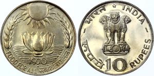 India 10 Rupees 1970 B