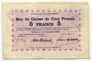 Belgium 5 Francs 1914 ... 