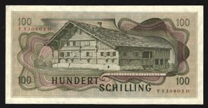 Austria 100 Schilling 1969 1st Issue