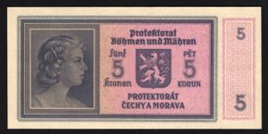 Bohemia & Moravia 5 Korun 1940