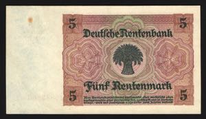 Germany - Weimar Republic 5 Rentemark 1926 ... 