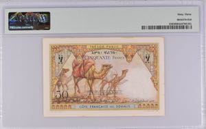 French Somaliland 50 Francs 1952 PMG 63