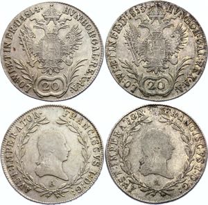 Austria 2 x 20 Kreuzer 1814 & 1815 A