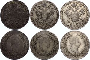 Austria 3 x 20 Kreuzer 1828 A & 1829 A &B
