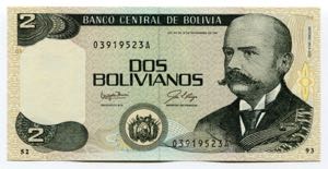 Bolivia 2 Bolivianos 1987
