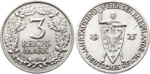 Germany - Weimar Republic 3 Reichsmark 1925 A
