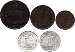 Ceylon Lot of 5 Coins ... 