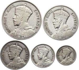 New Zealand Lot of 5 Silver Coins 1933-35
