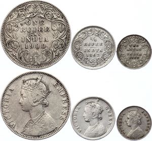 British India Set of 3 Silver Coins 1862 ... 