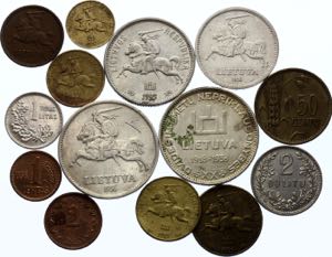 Lithuania Lot of 14 Coins with Silver