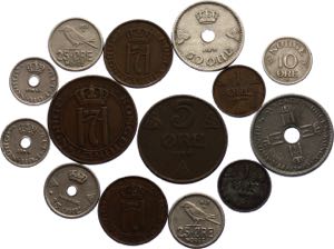 Norway Lot of 14 Coins with Silver