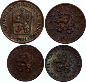 Czechoslovakia Set of 4 Coins 1947-71