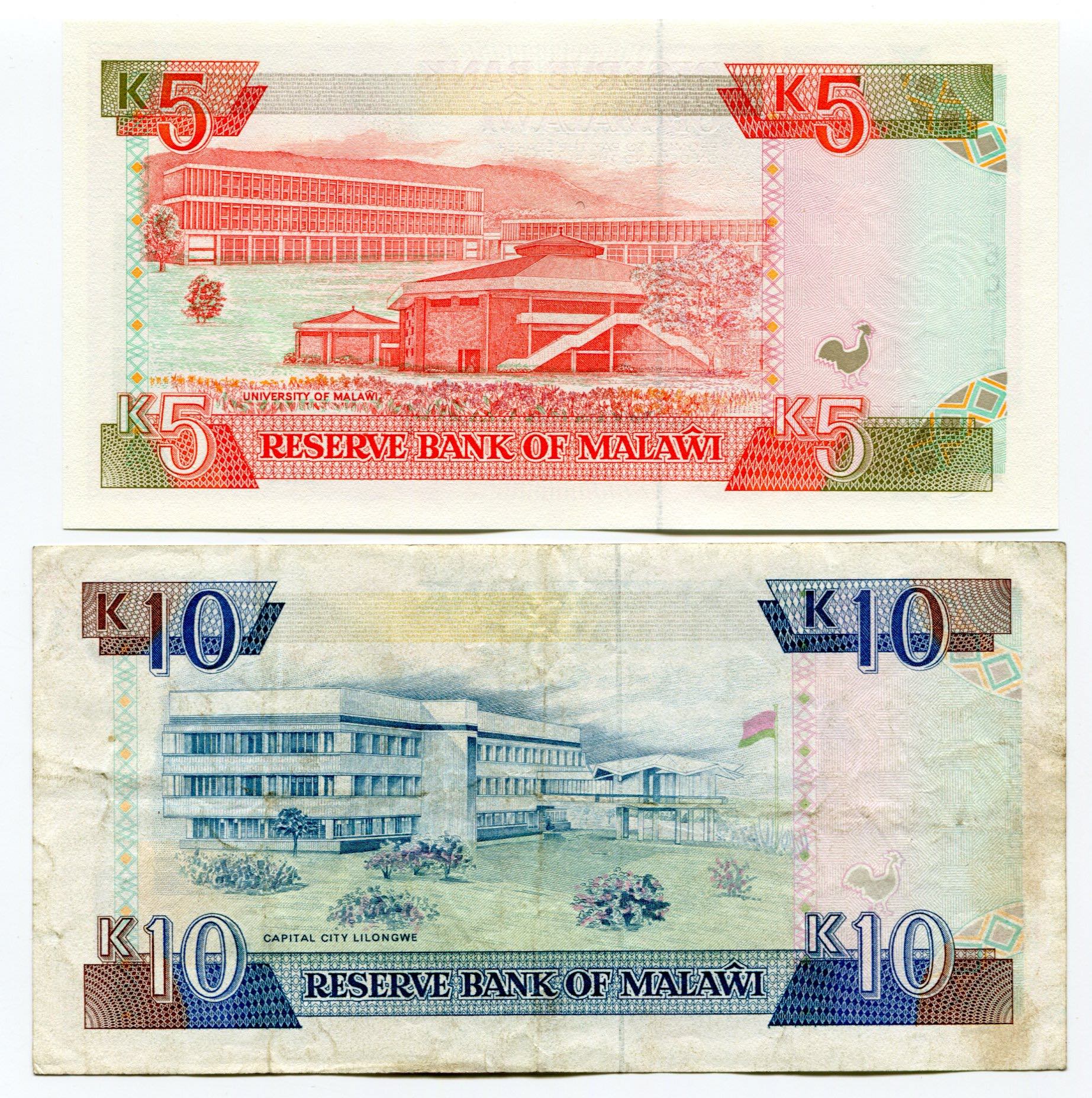Malawi 5 & 10 Kwacha 1992 -94
