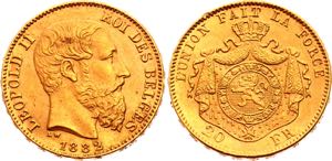Belgium 20 Francs 1882