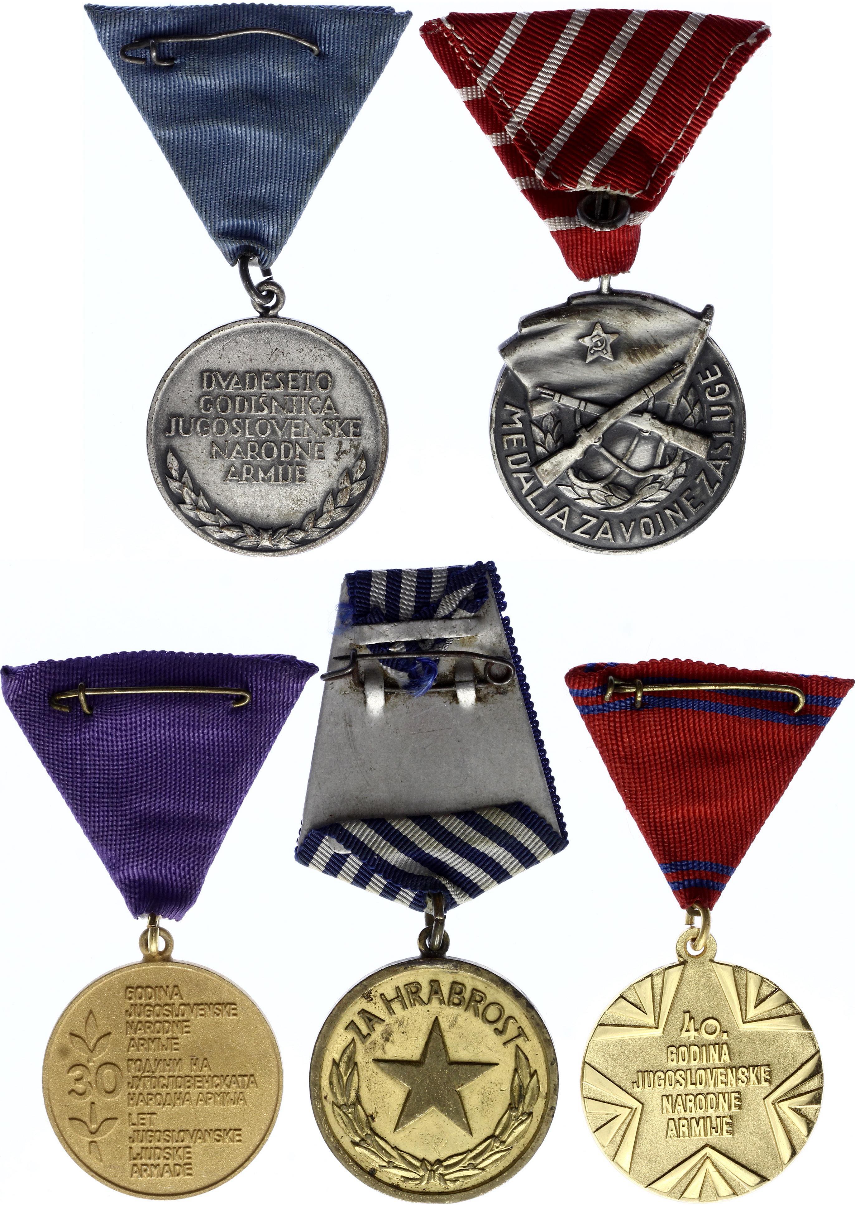 Yugoslavia Lot of 5 Medals