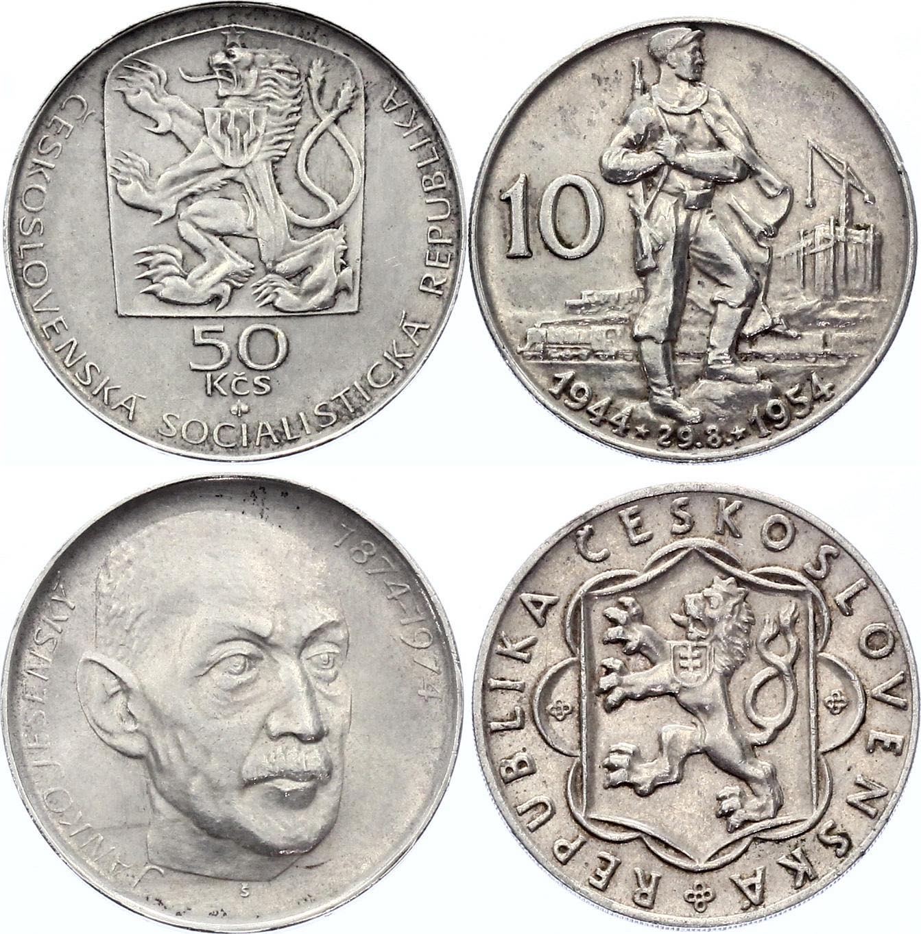 Czechoslovakia 10 & 50 Korun 1954 & 1974