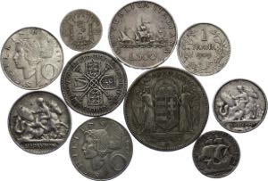 Europe Lot of 10 Silver Coins 1899 - 1972
