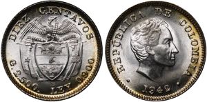 Colombia 10 Centavos 1942 В