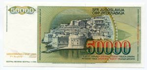Yugoslavia 50000 Dinara 1988 without Serial ... 