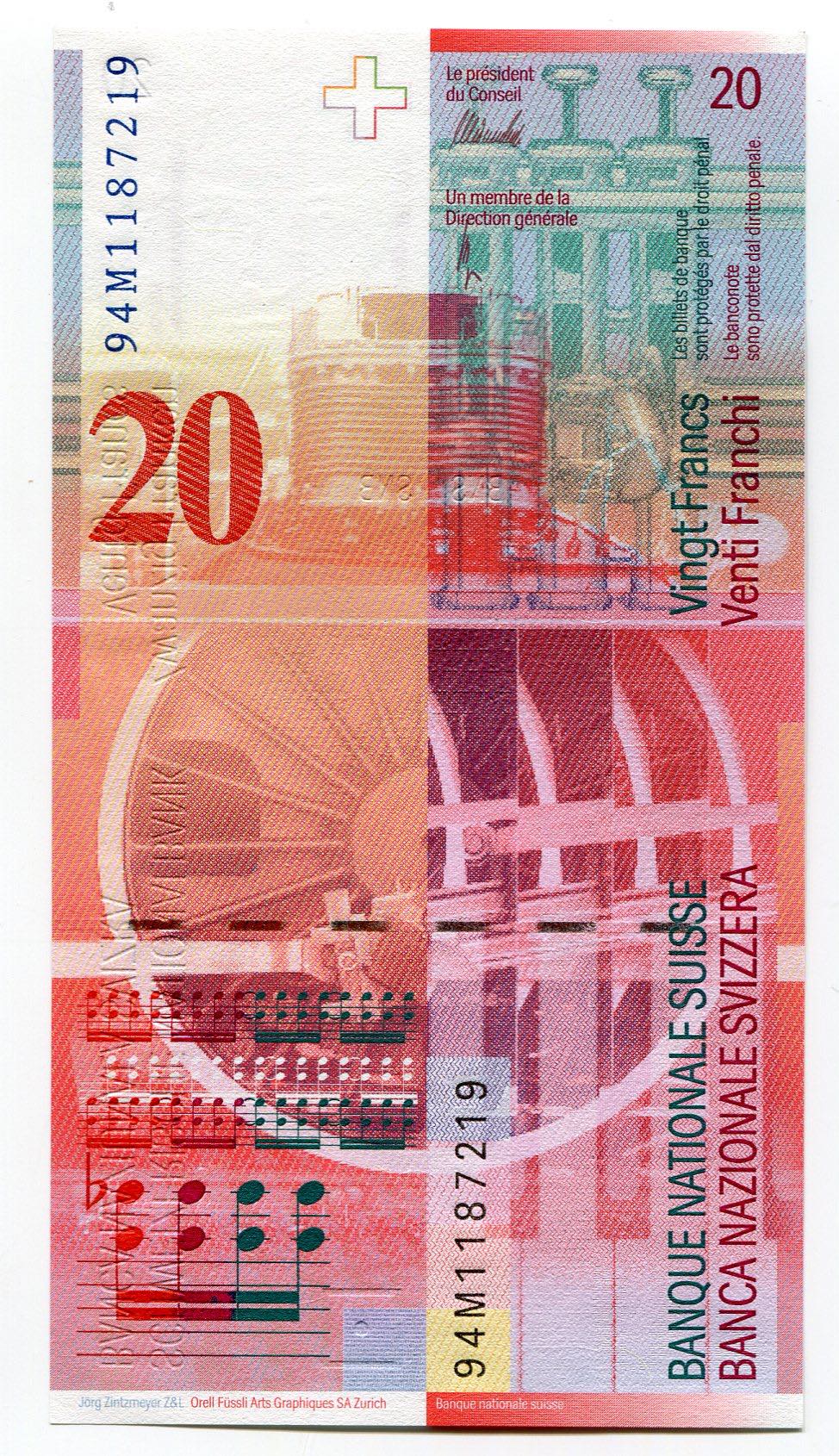 Switzerland 20 Franken 1994