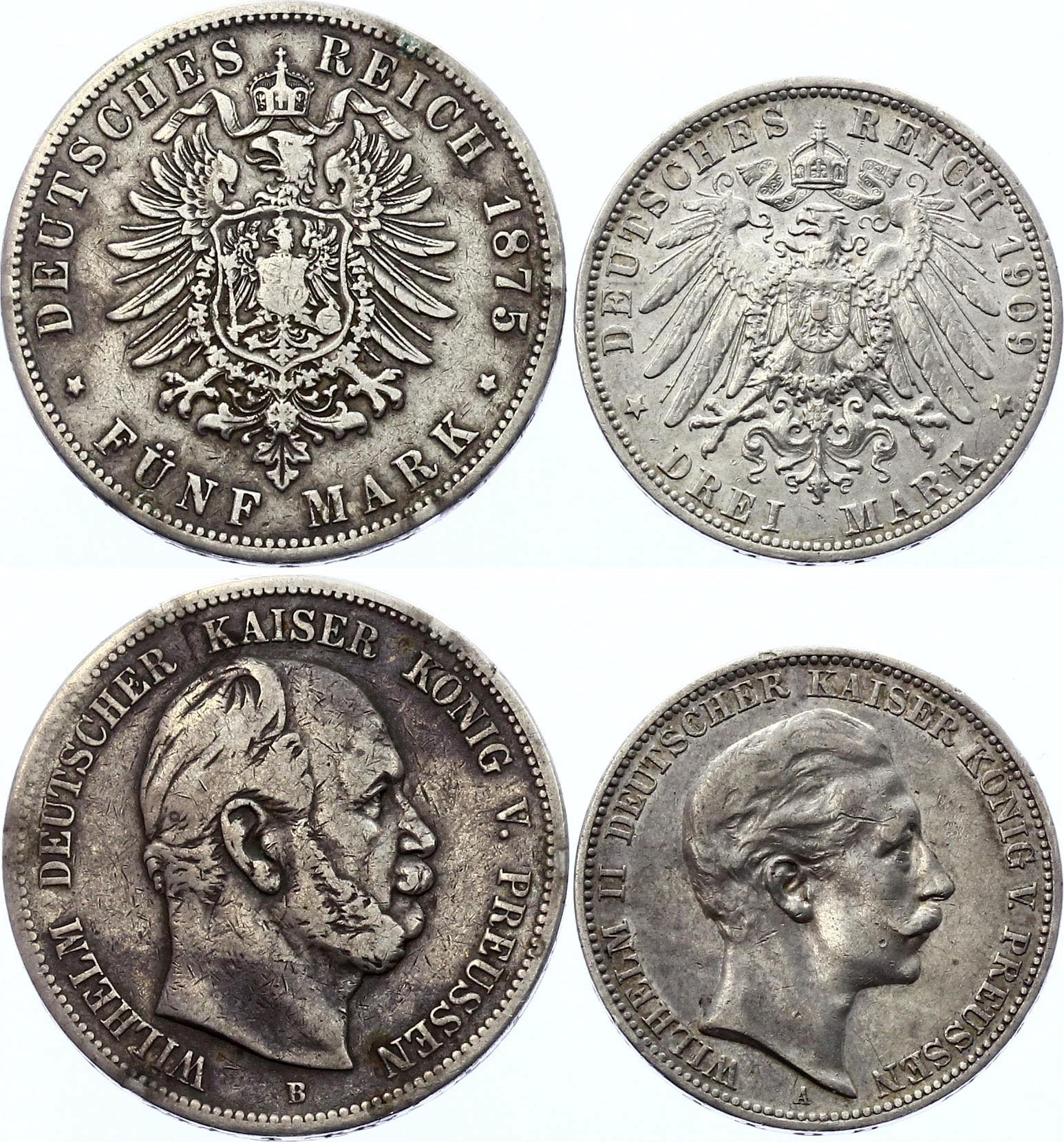 Germany - Empire Prussia 3 & 5 Mark 1875 - ... 