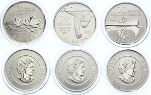 Canada 3 x 20 Dollar Coins 2011 -2012
