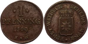 German States Waldeck-Pyrmont 1 Pfennig 1809 ... 