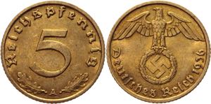 Germany - Third Reich 5 Pfennig 1936 A Key ... 