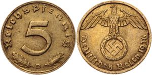 Germany - Third Reich 5 Pfennig 1936 D Key ... 