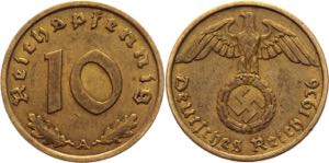 Germany - Third Reich 10 Pfennig 1936 A Key ... 