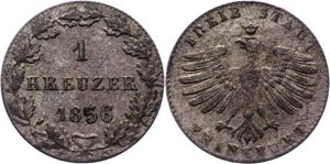 German States Frankfurt 1 Kreuzer 1856