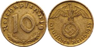 Germany - Third Reich 10 Pfennig 1936 E Key ... 