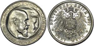 Germany - Empire Wurttemberg 3 Mark 1911 F