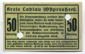 Germany East Prussia Kreis Labiau 50 Pfennig ... 
