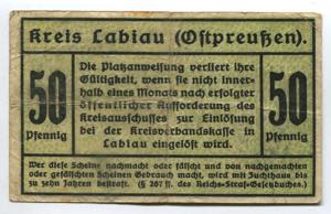 Germany East Prussia Kreis Labiau 50 Pfennig ... 