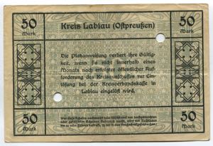 Germany East Prussia Kreis Labiau 50 Mark ... 