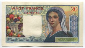 Tahiti 20 Francs 1951 - 1963 RARE