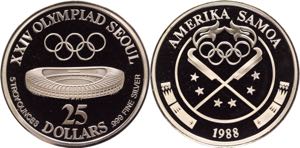 American Samoa 25 Dollars 1988 Rare