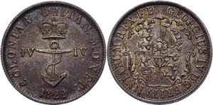 British West Indies 1/4 Dollars 1822