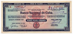 Cuba Travelers Check 20 ... 