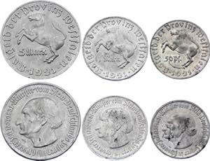 50 Pfennig 1 & 5 Mark 1921; XF