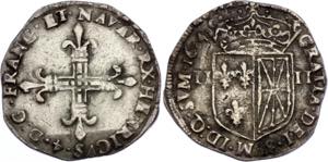 Dy# 1238; Silver; Saint Palais; Henri IV; VF