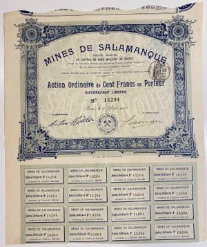 Mines de Salamanque, Action Ordinaire de 100 ... 