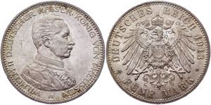 KM# 536; Silver 27,75g.; Wilhelm II; UNC