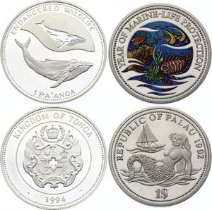 Tonga & Palau Lot of 2 Coins Silver & ... 