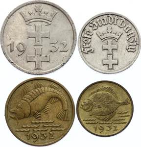 Danzig Set of 4 Coins 1932 KM# 151-154
