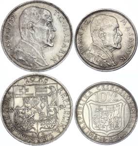 Czechoslovakia 10 & 20 Korun 1928 - 1937 KM# ... 