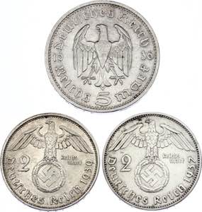 Germany - Third Reich 2 x 2 & 5 Reichsmark ... 